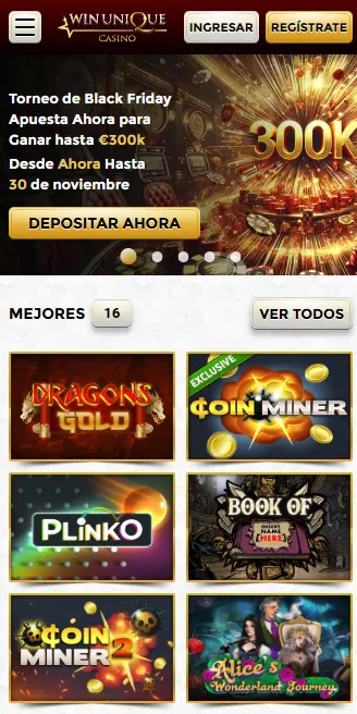 Aplicación móvil UNIQUE CASINO